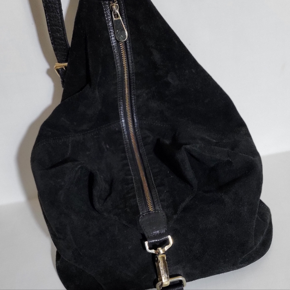 Topshop Real Suede Leather Backpack Gold Zipper
